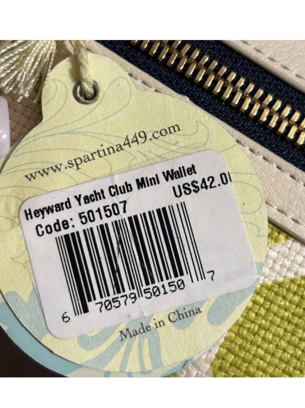 Spartina 449 Heyward Lime & Cream Crossbody Bag with Wallet - Picture 10 of 10